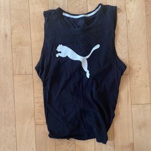 Black Puma workout tank top with tie back